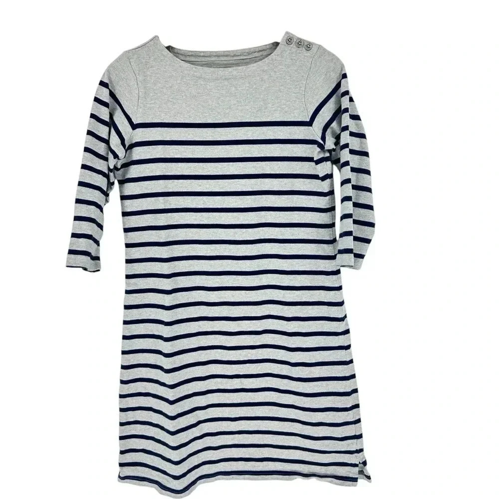 L.L. Bean Heritage Mariner Dress grey with black Breton Stripes